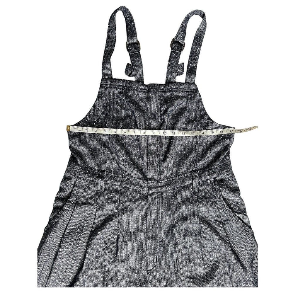 Free People Silver Herringbone Wide Leg Overalls Relaxed Jumpsuit Boho Size (M) - Picture 4 of 14